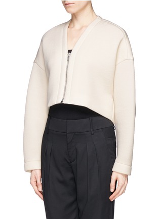 Front View - Click To Enlarge - HELMUT LANG - Bonded jersey cropped jacket