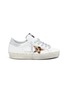 Main View - Click To Enlarge - GOLDEN GOOSE - 'Hi Star' leopard star patch glitter tab leather sneakers