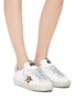 Figure View - Click To Enlarge - GOLDEN GOOSE - 'Hi Star' leopard star patch glitter tab leather sneakers
