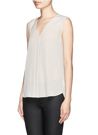 Front View - Click To Enlarge - VINCE - Sheer perforated silk tank 