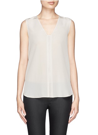 Main View - Click To Enlarge - VINCE - Sheer perforated silk tank 