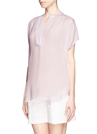 Front View - Click To Enlarge - VINCE - V-neck silk popover