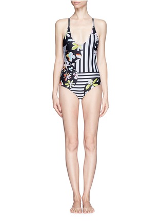 Main View - Click To Enlarge -  - Floral Discs cross back one-piece swimsuit