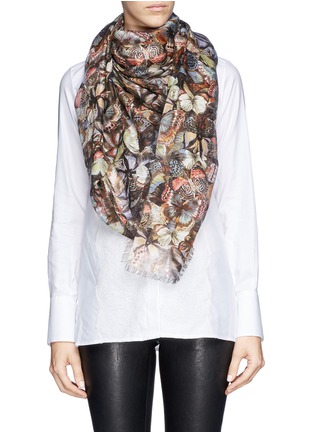 Figure View - Click To Enlarge - VALENTINO GARAVANI - Butterfly print cashmere gauze scarf