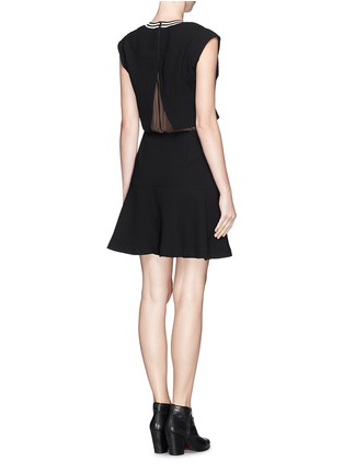 Back View - Click To Enlarge - SANDRO - 'Raoule' mesh layer textured crepe skater dress