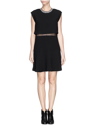 Main View - Click To Enlarge - SANDRO - 'Raoule' mesh layer textured crepe skater dress
