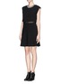 Figure View - Click To Enlarge - SANDRO - 'Raoule' mesh layer textured crepe skater dress