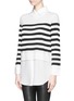 Front View - Click To Enlarge - SANDRO - 'Sky' shirt collar and hem stripe sweater