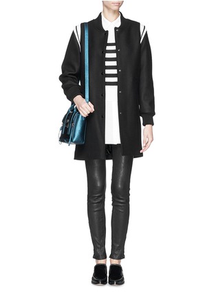 Figure View - Click To Enlarge - SANDRO - 'Sky' shirt collar and hem stripe sweater
