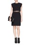 Detail View - Click To Enlarge - SANDRO - 'Roberta' spot lace midriff dress
