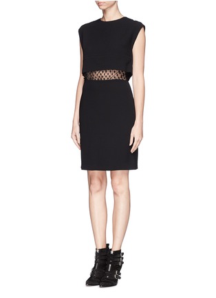 Front View - Click To Enlarge - SANDRO - 'Roberta' spot lace midriff dress