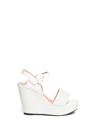 Main View - Click To Enlarge - CLERGERIE - Bimu textural dot pattern leather wedge sandals