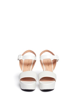Figure View - Click To Enlarge - CLERGERIE - Bimu textural dot pattern leather wedge sandals