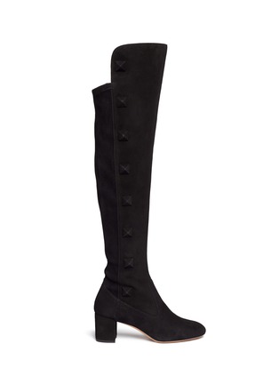 Main View - Click To Enlarge - VALENTINO GARAVANI - 'Rockstud' thigh high suede boots