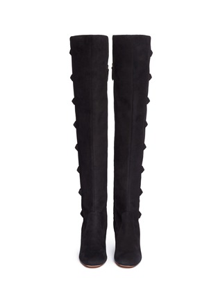 Figure View - Click To Enlarge - VALENTINO GARAVANI - 'Rockstud' thigh high suede boots