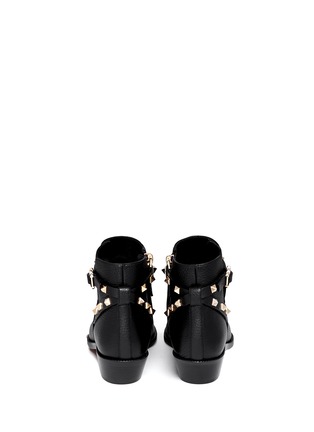 Back View - Click To Enlarge - VALENTINO GARAVANI - 'Rockstud' ankle strap leather cowboy boots