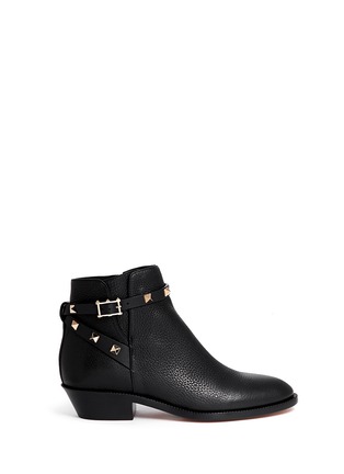 Main View - Click To Enlarge - VALENTINO GARAVANI - 'Rockstud' ankle strap leather cowboy boots
