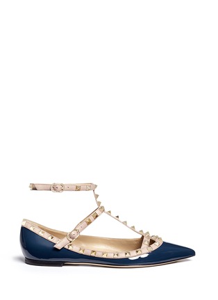 Main View - Click To Enlarge - VALENTINO GARAVANI - 'Rockstud' caged patent leather flats
