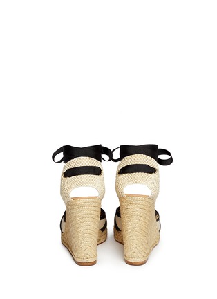Back View - Click To Enlarge - KATE SPADE - Santorini stripe canvas espadrille wedge sandals