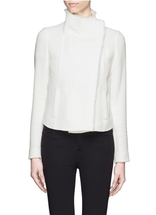 Detail View - Click To Enlarge - VINCE - Frayed edge asymmetric zip jacket