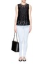 Figure View - Click To Enlarge - DIANE VON FURSTENBERG - Woven rose lace sleeveless top 