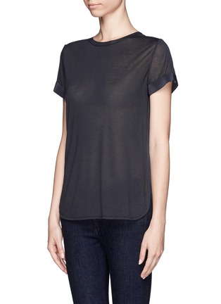 Front View - Click To Enlarge - VINCE - Silk back cashmere T-shirt