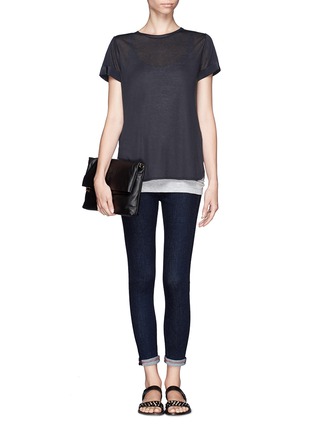 Figure View - Click To Enlarge - VINCE - Silk back cashmere T-shirt