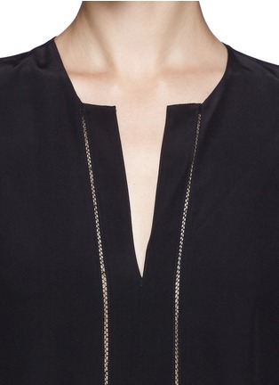 Detail View - Click To Enlarge - VINCE - Ladder stitch trim silk blouse