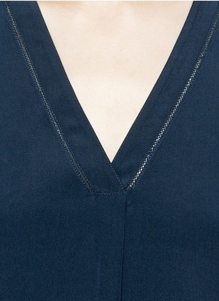 Detail View - Click To Enlarge - VINCE - Ladder stitch trim silk dress