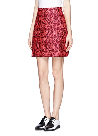 Front View - Click To Enlarge - ERDEM - 'Calista' floral jacquard pleat skirt