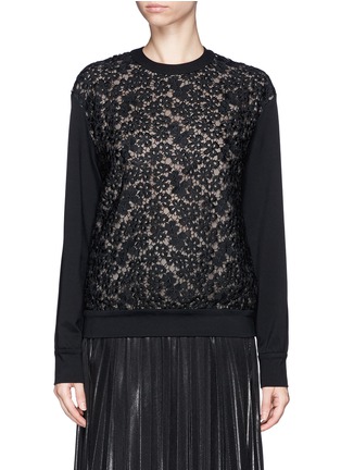 Main View - Click To Enlarge - ERDEM - 'Zea' embroidery lace front sweatshirt