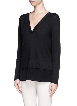 Front View - Click To Enlarge - SANDRO - Double layer wool-silk top
