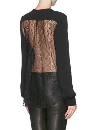 Back View - Click To Enlarge - SANDRO - 'Elwire' floral lace panel crepe blouse