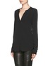 Front View - Click To Enlarge - SANDRO - 'Elwire' floral lace panel crepe blouse