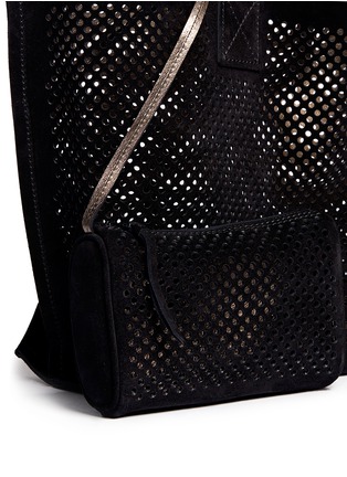 Detail View - Click To Enlarge - PEDRO GARCIA  - 'Perfed' perforated suede tote