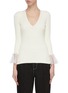 Main View - Click To Enlarge - ALEXANDER MCQUEEN - Lace cuff V neck knit top