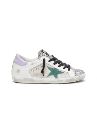 Main View - Click To Enlarge - GOLDEN GOOSE - 'Superstar' glitter tongue contrasting tab sneakers