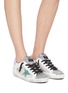 Figure View - Click To Enlarge - GOLDEN GOOSE - 'Superstar' glitter tongue contrasting tab sneakers