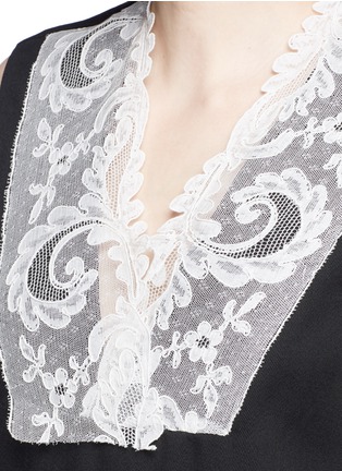 Detail View - Click To Enlarge - MS MIN - Floral mesh bib wool twill chemise dress