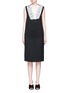 Main View - Click To Enlarge - MS MIN - Floral mesh bib wool twill chemise dress