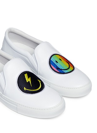 Detail View - Click To Enlarge - JOSHUA SANDERS - 'Rainbow Smile' embroidered patch slip-on sneakers