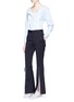 Figure View - Click To Enlarge - COMME MOI - Ribbon split cuff twill flared pants