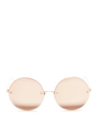 Main View - Click To Enlarge - LINDA FARROW - Metal round mirror sunglasses