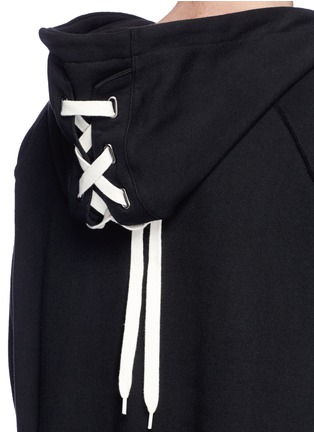 Detail View - Click To Enlarge - ELIZABETH COLE - Lace-up cotton hoodie