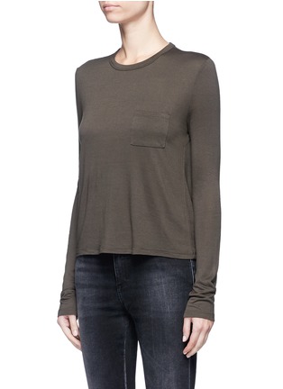 Front View - Click To Enlarge - T BY ALEXANDER WANG - Patch pocket long sleeve rayon T-shirt