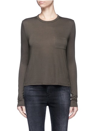 Main View - Click To Enlarge - T BY ALEXANDER WANG - Patch pocket long sleeve rayon T-shirt