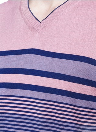Detail View - Click To Enlarge - ISAIA - 'Scollo' stripe silk-cotton sweater