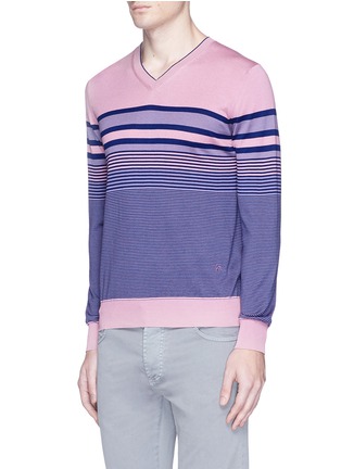 Front View - Click To Enlarge - ISAIA - 'Scollo' stripe silk-cotton sweater