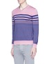 Front View - Click To Enlarge - ISAIA - 'Scollo' stripe silk-cotton sweater
