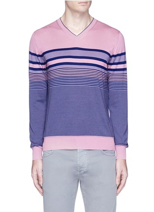 Main View - Click To Enlarge - ISAIA - 'Scollo' stripe silk-cotton sweater